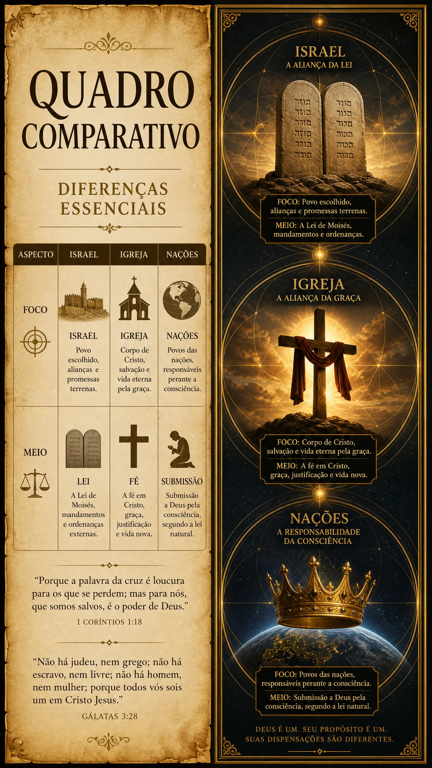Quadro Comparativo: Israel, Igreja e Nações